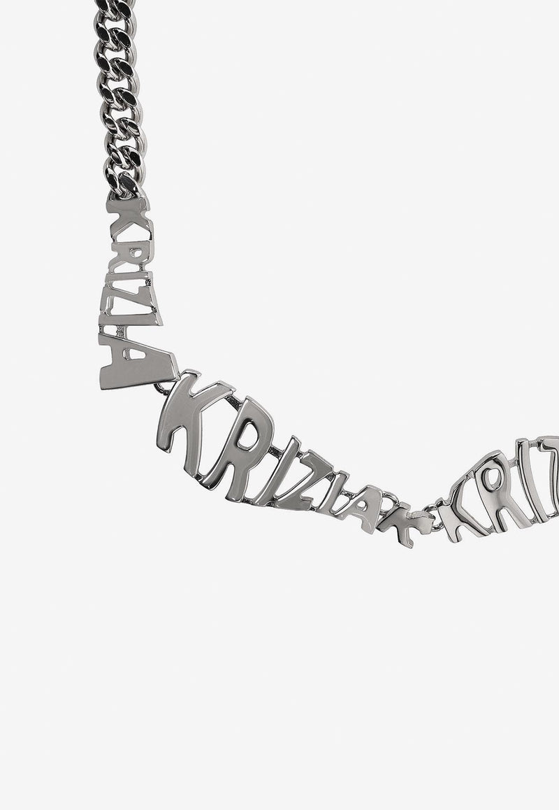 K Krizia Logo Lettering Statement Necklace Silver J2CX18018_SILVER