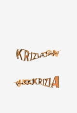 K Krizia Logo Lettering Statement Earrings Gold J2CX1852E_GOLD