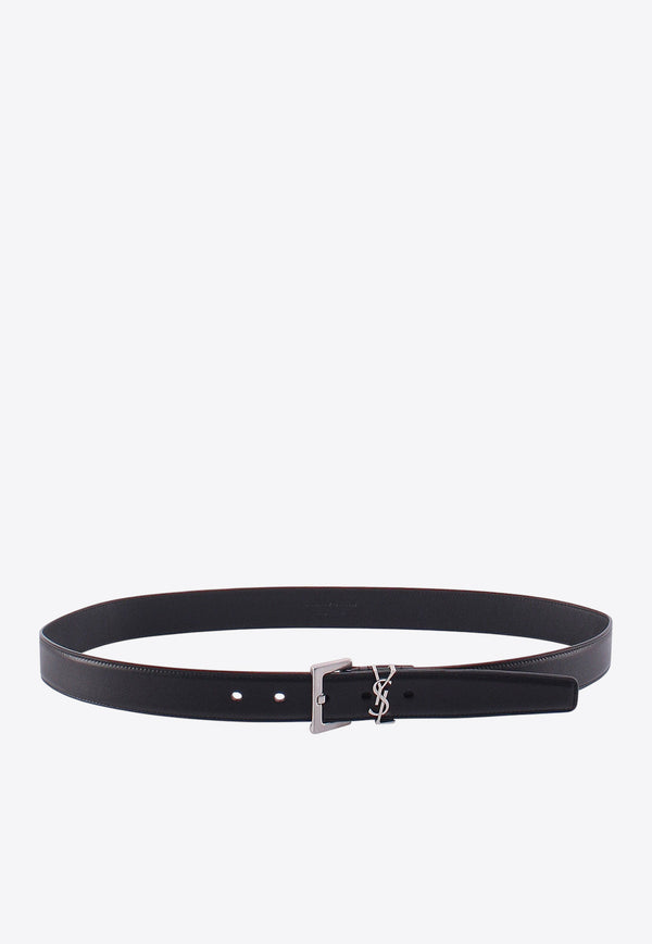 Saint Laurent Cassandre-Logo Leather Belt 634437BOO0E_1000