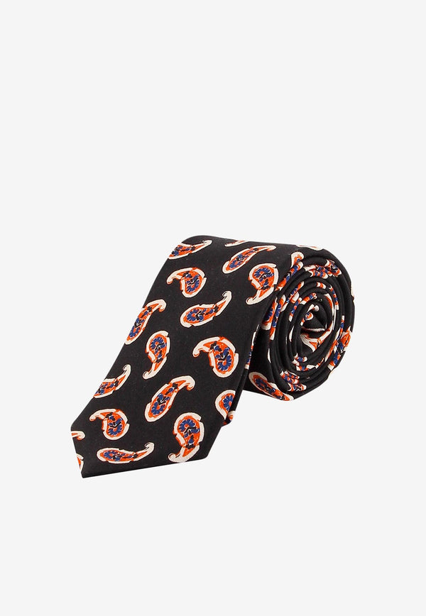 Nicky Milano Paisley Print Wool-Blend Tie Black AGROA_2