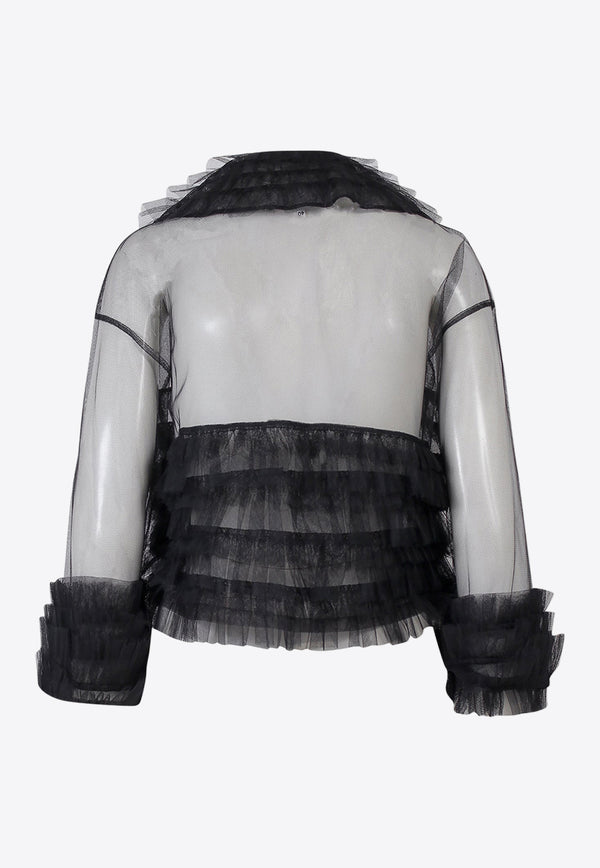 Maison Margiela Sheer Tulle Zip-Up Top Black S31AM0312S54505_900