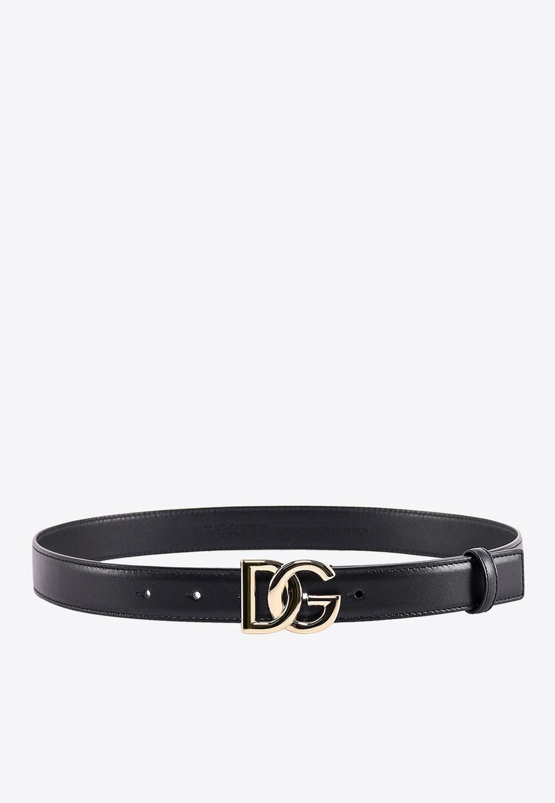 Dolce 
Gabbana DG Logo Leather Buckle Belt Black BE1447AW576_80999