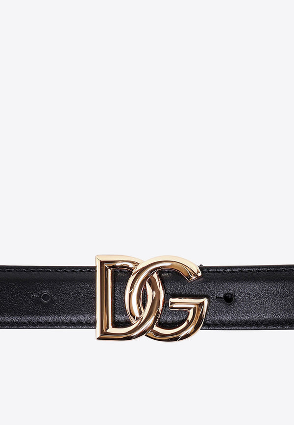 Dolce 
Gabbana DG Logo Leather Buckle Belt Black BE1447AW576_80999