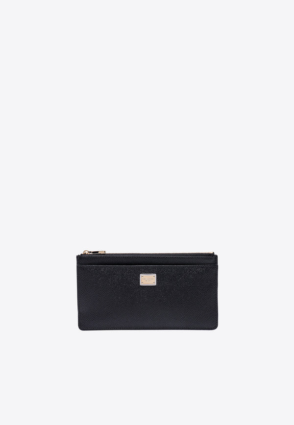 Dolce 
Gabbana Logo Tag Zip Leather Cardholder Black BI1265A1001_80999