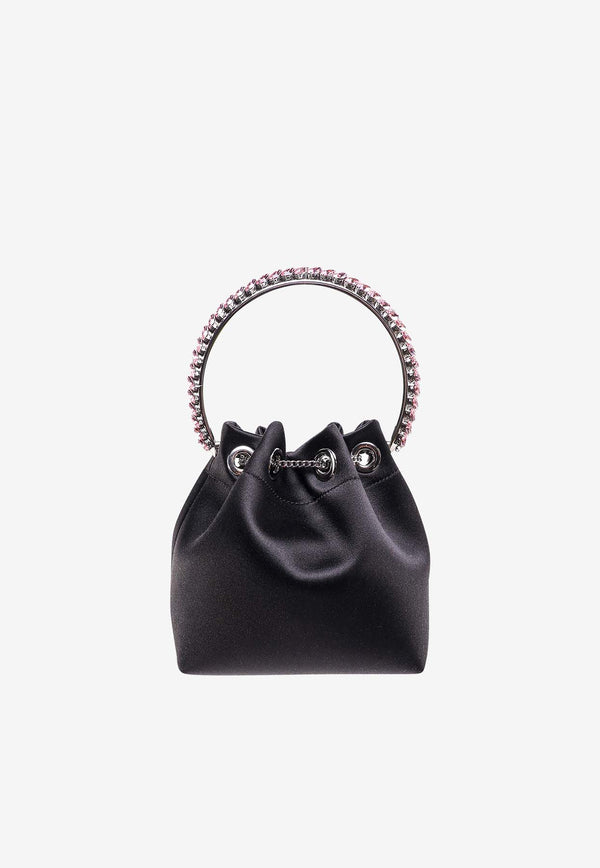 Jimmy Choo Bon Bon Satin Bucket Bag Black BONBONVKM_BLACK