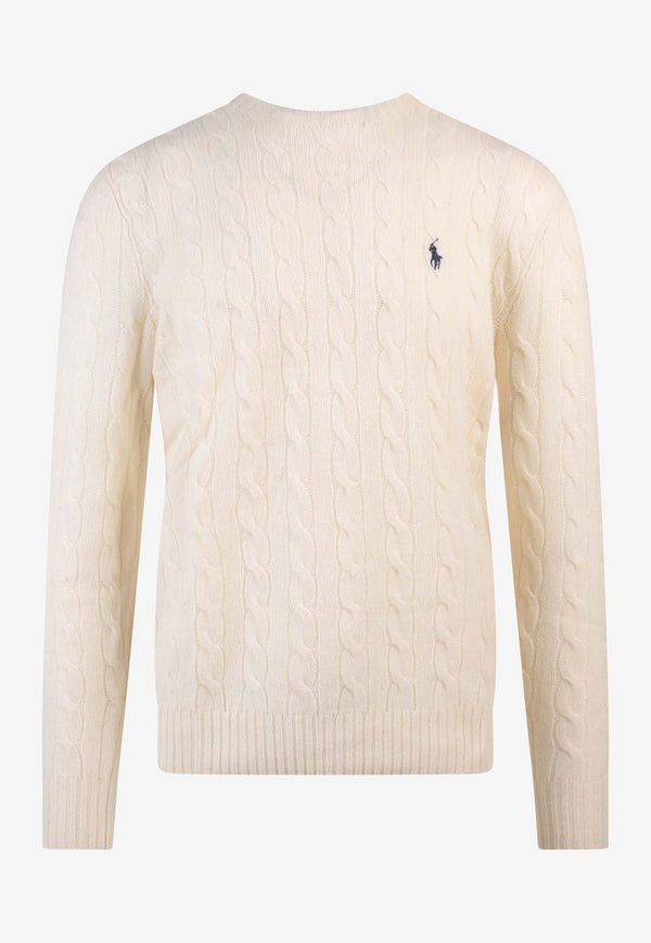 Polo Ralph Lauren Logo Embroidered Cable Knit Sweater Beige 710876762_010