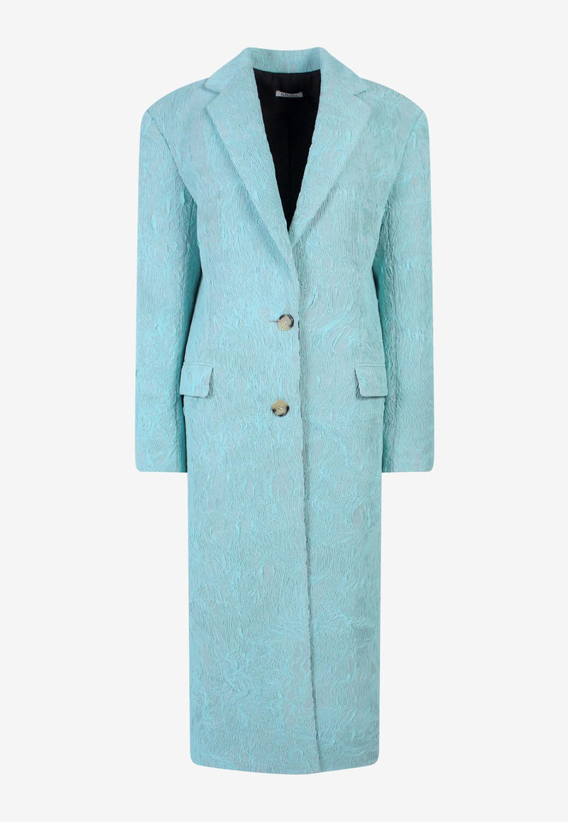 K Krizia Single-Breasted Textured Long Coat Light Blue 22AK1C002261_CYAN