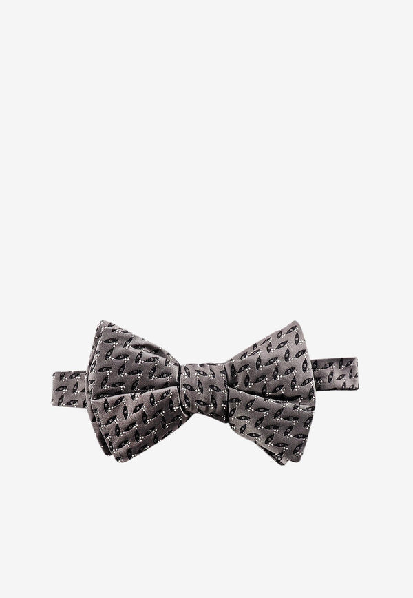 Nicky Milano Silk Patterned Bow Tie Gray BAFFOBGALLE_11