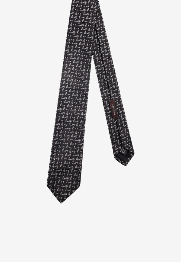 Nicky Milano Patterned Silk Tie Black BAFFOB_9