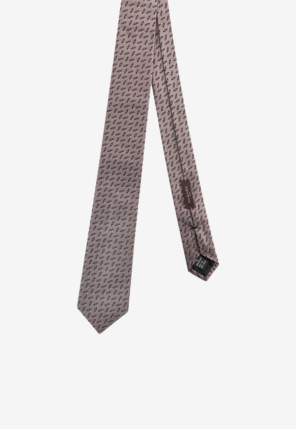 Nicky Milano Patterned Silk Tie Brown BAFFOB_10