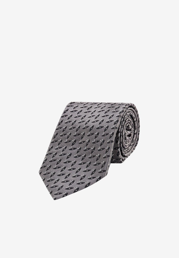 Nicky Milano Patterned Silk Tie Gray BAFFOB_11