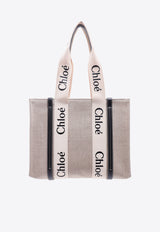 Chloé Medium Woody Linen Tote Bag C22AS383I26_91J