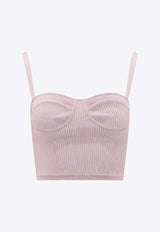 Alexander McQueen Bustier Ribbed Cropped Top Pink 734589Q1A5K_5093