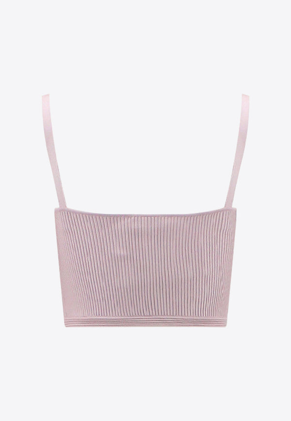 Alexander McQueen Bustier Ribbed Cropped Top Pink 734589Q1A5K_5093