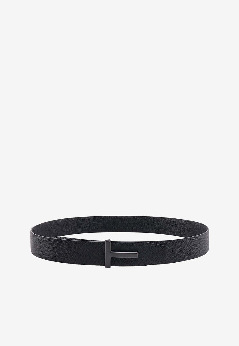 Tom Ford T Buckle Grain Leather Belt Black TB178LCL236L_1N001