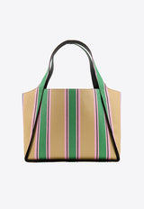 Stella McCartney Studded Logo Raffia Stripe Tote Bag Multicolor 7B0032WP0141_3000