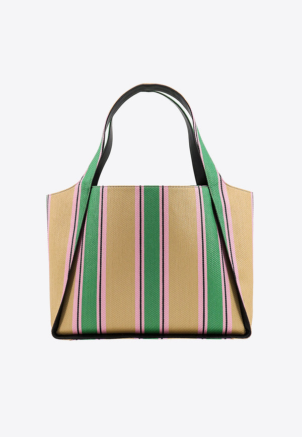 Stella McCartney Studded Logo Raffia Stripe Tote Bag Multicolor 7B0032WP0141_3000