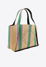 Stella McCartney Studded Logo Raffia Stripe Tote Bag Multicolor 7B0032WP0141_3000