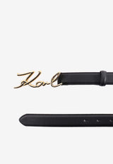 Karl Lagerfeld Signature Plaque Leather Belt Black 205W3103_A997