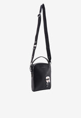 Karl Lagerfeld Karl Patch Leather Crossbody Bag Black 230W3042_A999