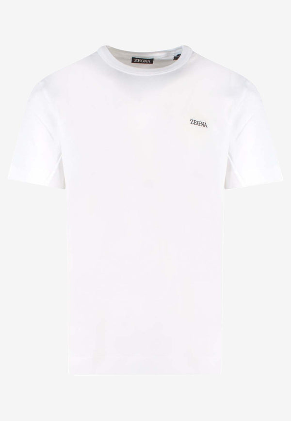 ZEGNA Embroidered Logo Crewneck T-shirtWhite E7360A5B760_N00