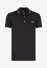 ZEGNA Embroidered Logo Polo T-shirt Black E7358A5B746_B09