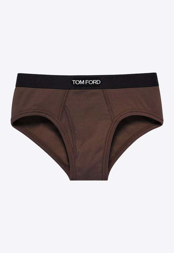 Tom Ford Logo Jacquard Stretch Briefs Brown T4LC11040_216