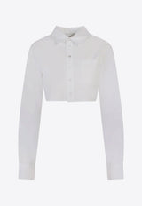 Coperni Cropped Long-Sleeved Shirt White COPCH27300_OPTWHT