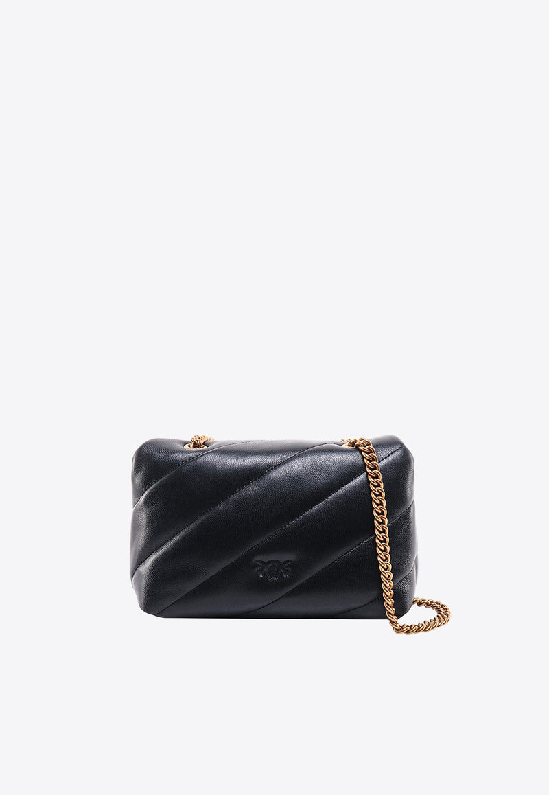 Love Big Puff Leather Crossbody Bag Black