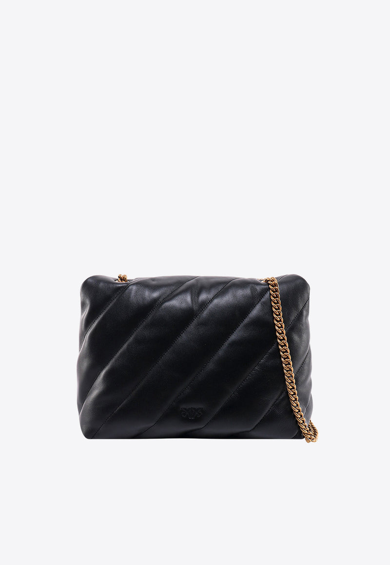 PINKO Large Love Big Puff Leather Crossbody Bag Black 100037A0F2_Z99Q