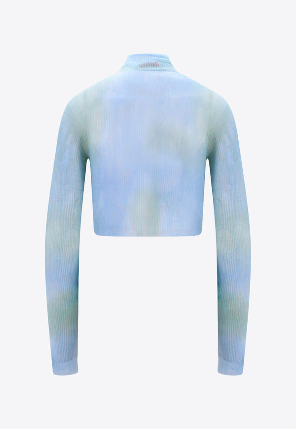 Off-White Tie-Dye High-Neck Cropped Top Blue OWHF037S23KNI001_4001