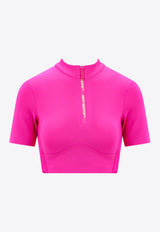 Off-White Half-Zip Cropped Top Pink OWVA038S23JER001_3200