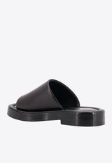 Salvatore Ferragamo Logo Embossed Leather Slides 021258760634_NERO Black