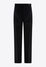 Salvatore Ferragamo Inlay Pressed-Crease Tailored Pants Black 143161761170_NERO