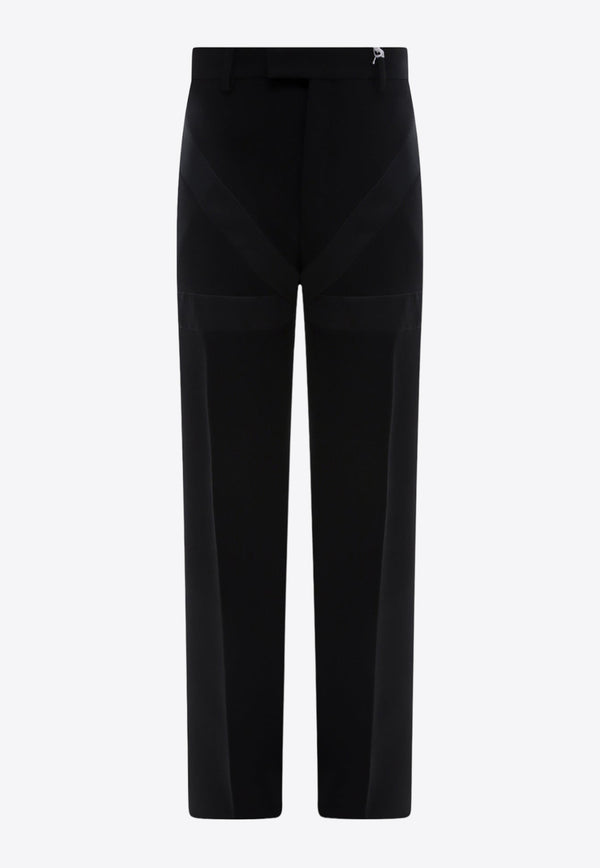 Salvatore Ferragamo Inlay Pressed-Crease Tailored Pants Black 143161761170_NERO