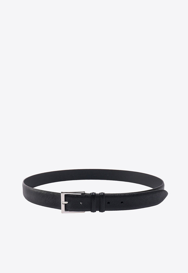 Orciani Classic Saffiano Leather Belt Black U08118_NERO