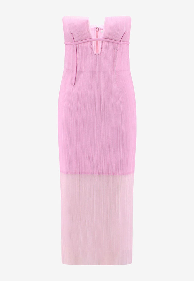 K Krizia Pleated Tulle Sleeveless Midi Dress Pink 23PK1D0A431148_WARMPINK