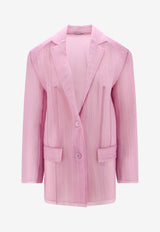 K Krizia Pleated Tulle Single-Breasted Blazer Pink 23PK1J00331148_WARMPINK