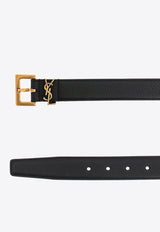 Saint Laurent Cassandre Calf Leather Belt Black 634440DTI0W_1000