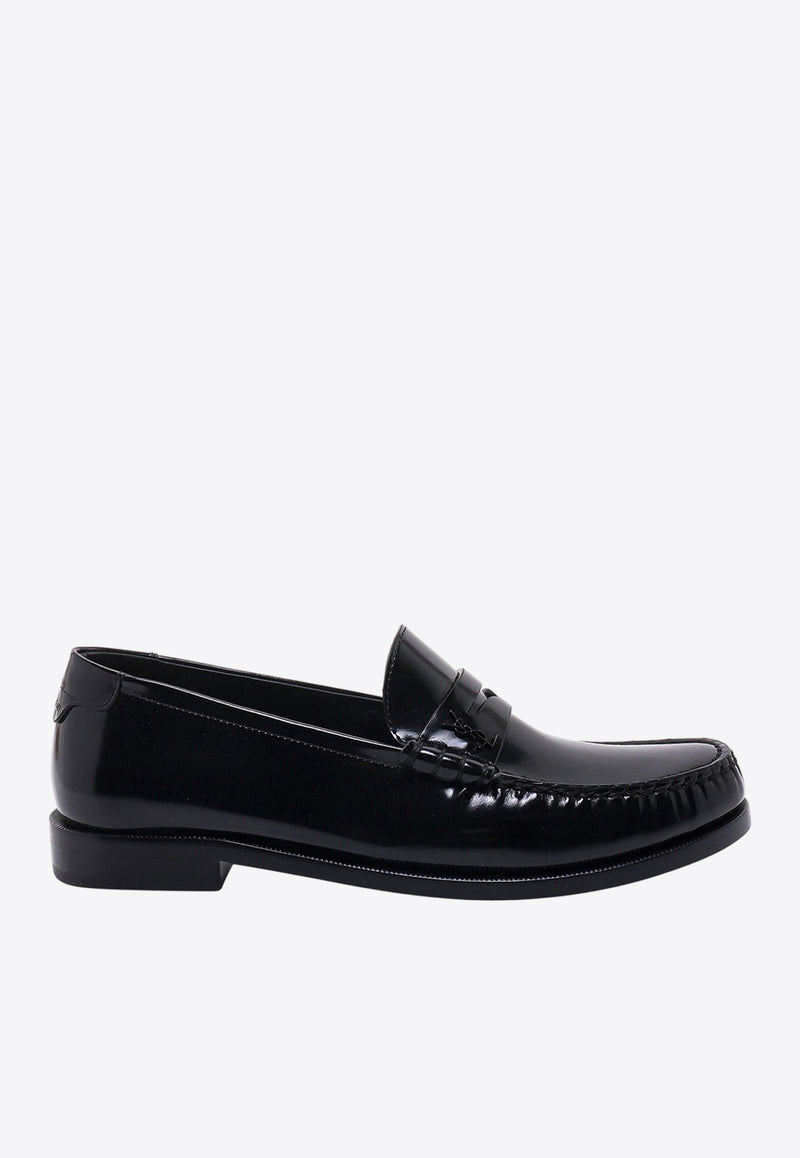 Saint Laurent Shiny Leather Penny Loafers Black 670231AAA7R_1000