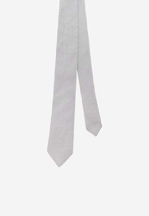 Nicky Milano Patterned Silk Tie White 100ELEGANTE20_6