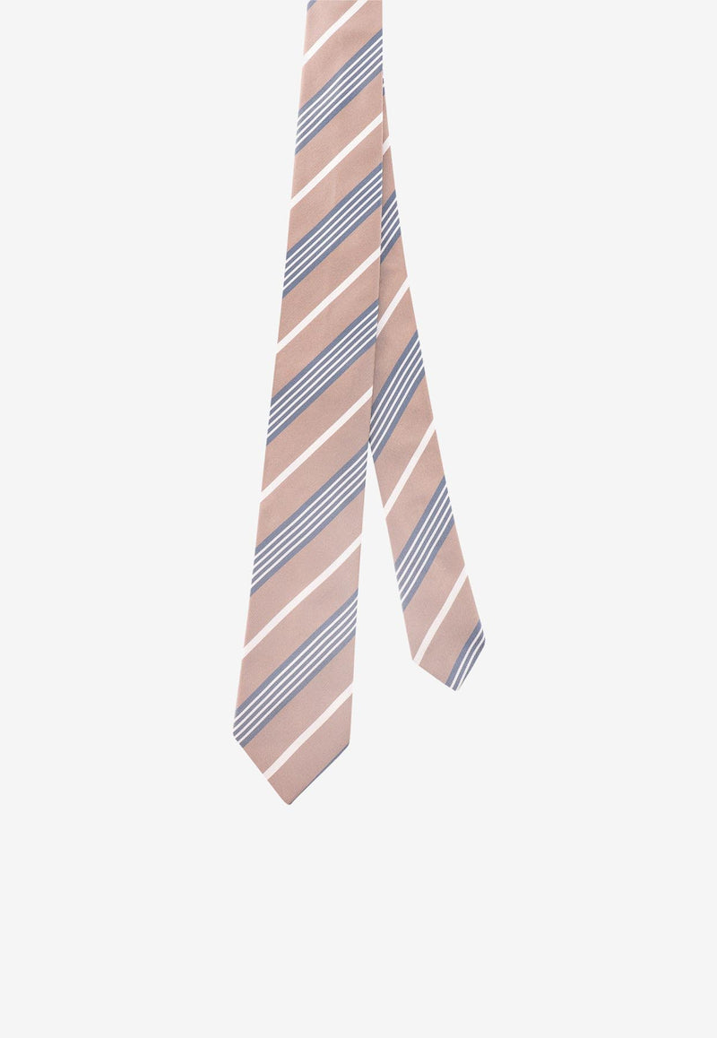 Nicky Milano Striped Silk Tie Beige 100JACQUARD23_4