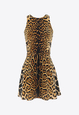 Saint Laurent Leopard Print Mini Sleeveless Dress Brown 729754Y821S_9665