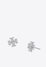 Tory Burch Crystal Logo Stud Earrings Silver 53423_042