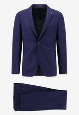 Tagliatore Brooch-Embellished Wool Suit Blue 2FBR22A01060004_I5084