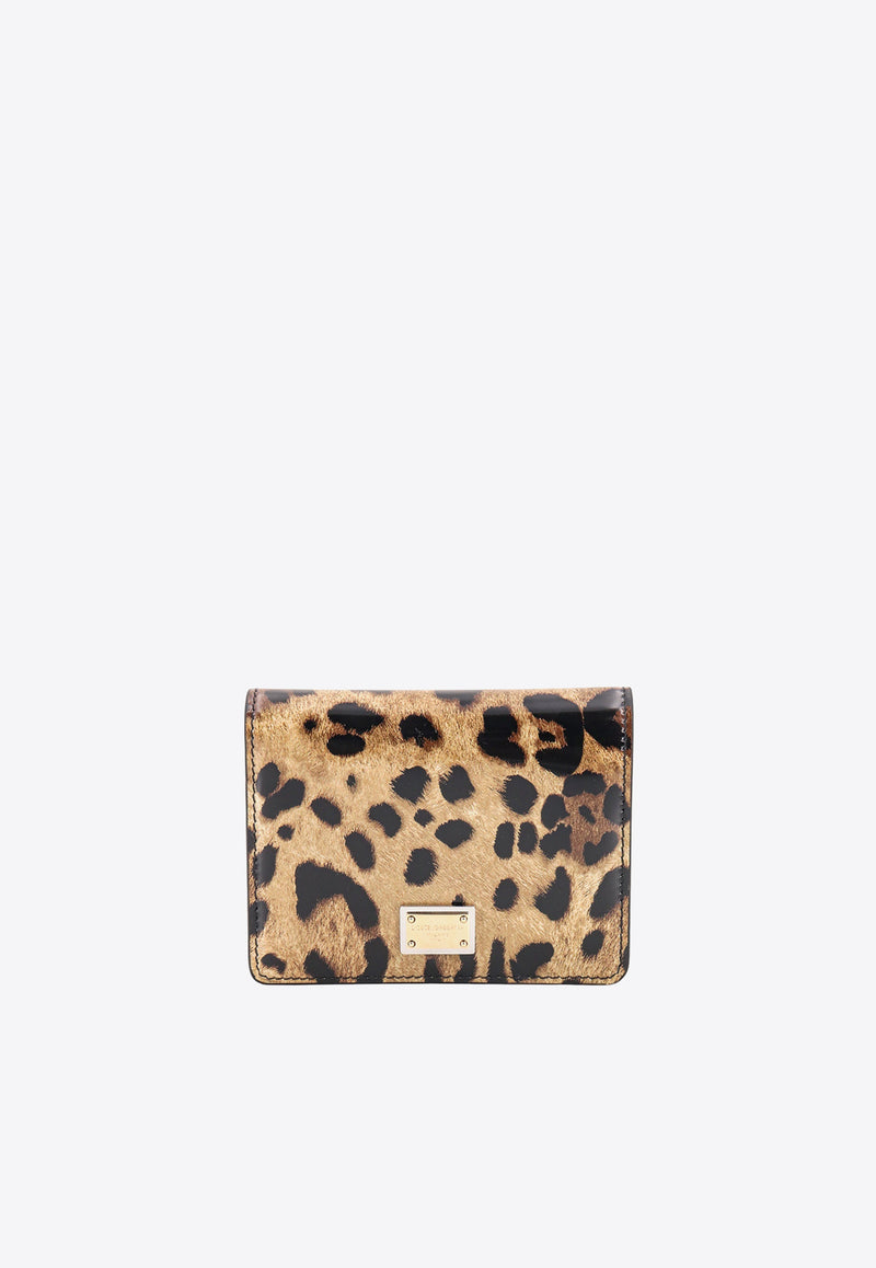 Dolce 
Gabbana Leopard Print Polished Leather Wallet Brown BI1211AM568_HA93M