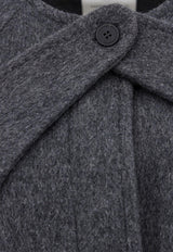 LE17SEPTEMBRE Single-Breasted Wool Coat with Removable Scarf Gray LS2331CT006EGR_GRAY