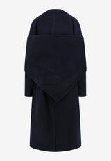 LE17SEPTEMBRE Single-Breasted Wool Coat with Removable Scarf Blue LS2331CT006ENA_NAVY