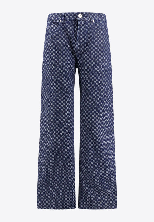 Balmain Monogram Jacquard Wide-Leg Jeans Blue BH0ML063DD80_SHZ