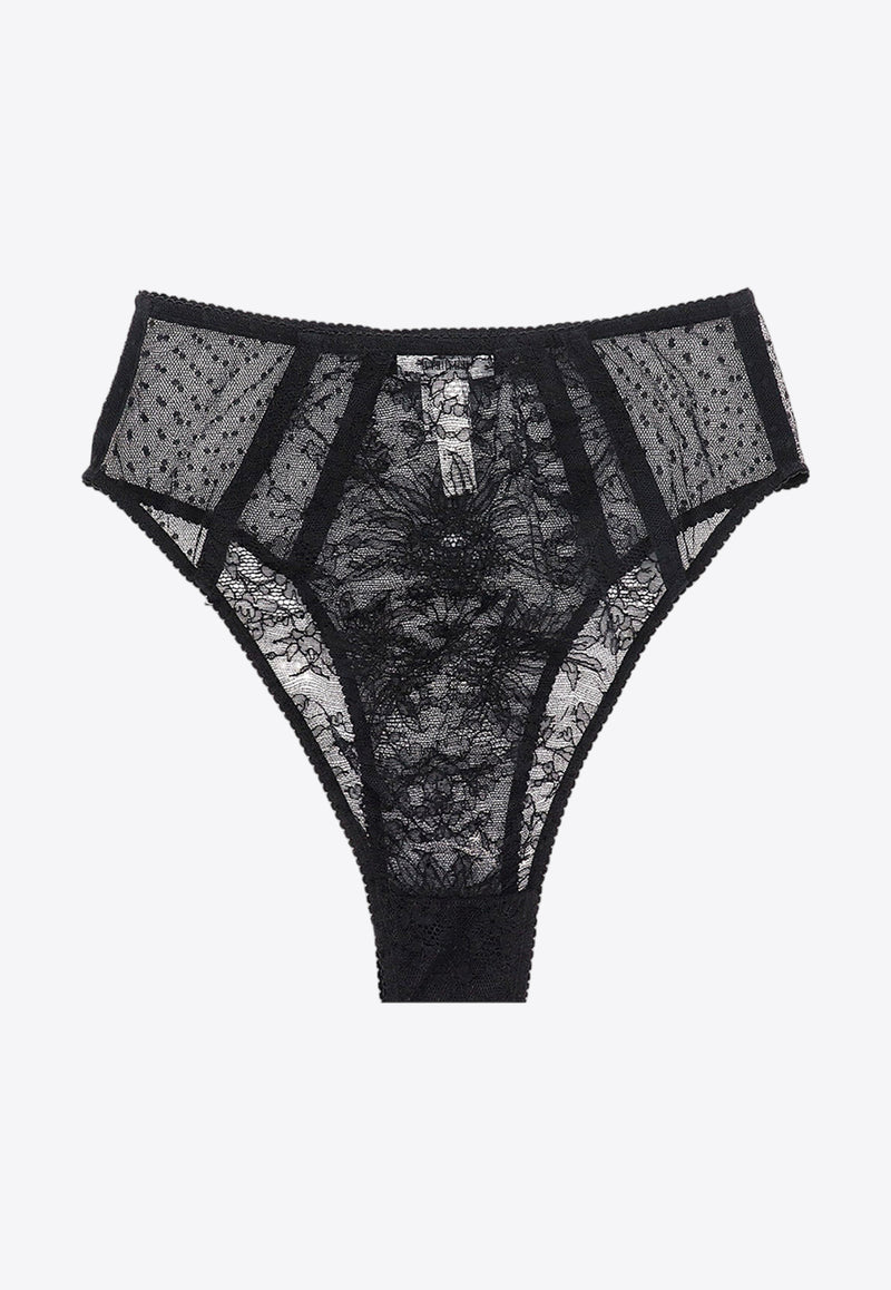 Dolce 
Gabbana High-Waist Plumetis Lace Panties Black O2C71TONO24_N0000